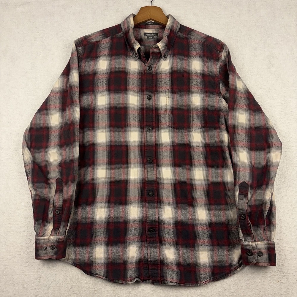 Eddie Bauer Flannel Shirt Men's Medium Plaid Outdoors Soft Hiking Preppy Dad